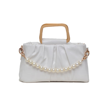 Metal Pearl Handle Bag White