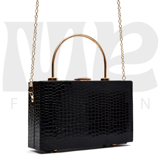 Croco  Box Bag (Black)