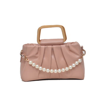 Metal Pearl Handle Bag Pink