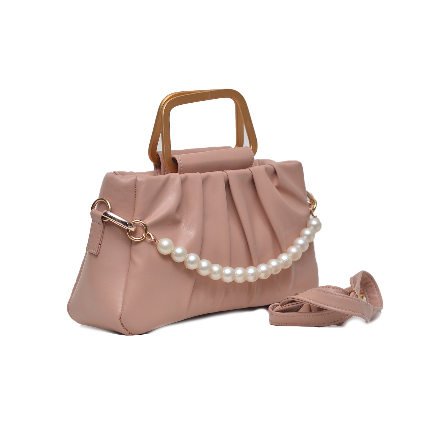 Metal Pearl Handle Bag Pink