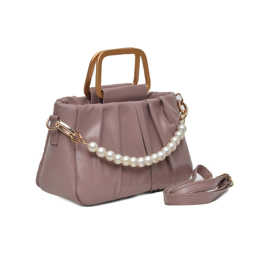 Metal Pearl Handle Bag Purple