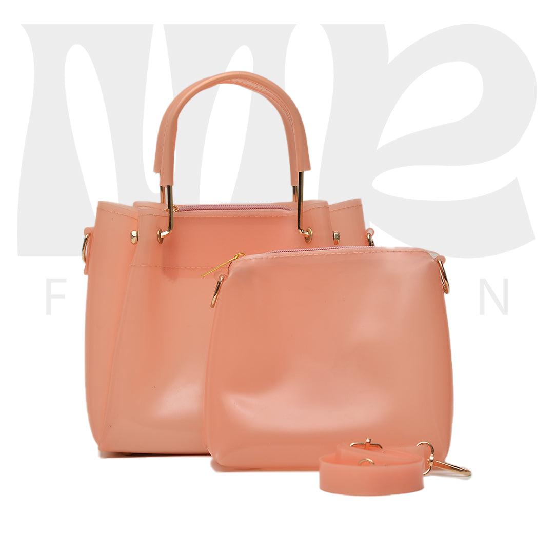 Haven Tow Pcs Handbag Transparent ( Pink )