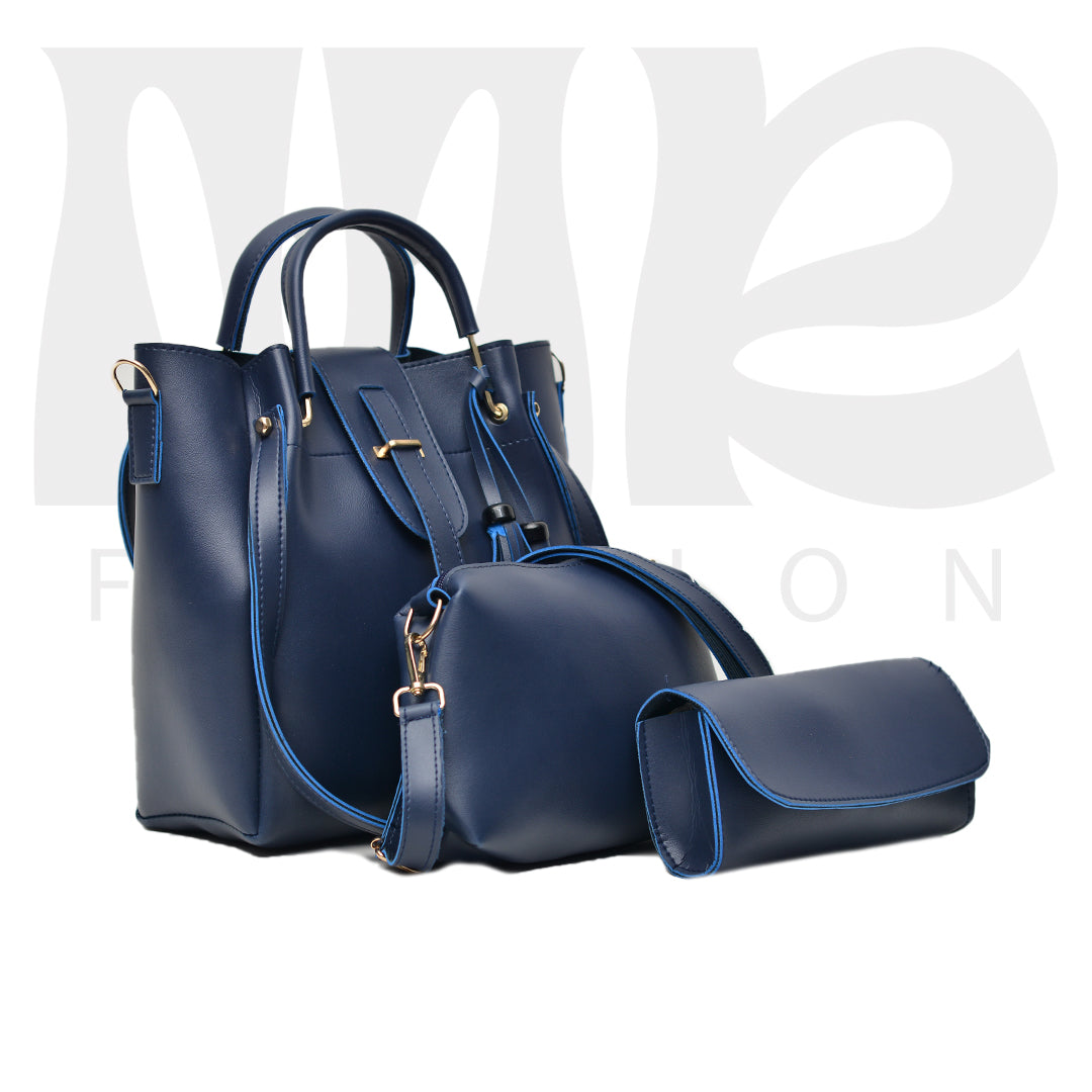 3 PCS SET LARGE CAPACITY CASUAL TOTE BAG NAVY BLUE 