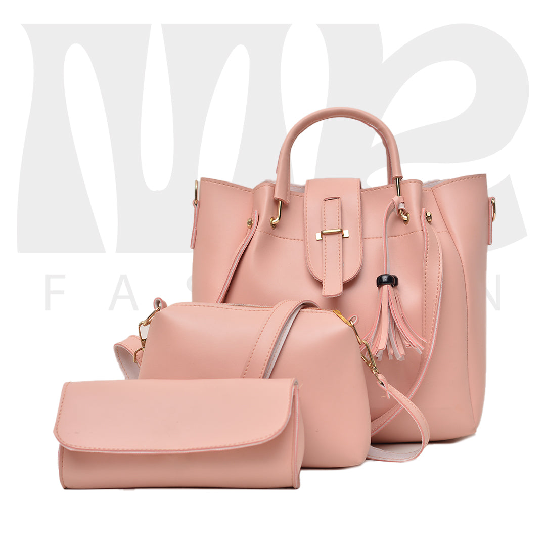 3 PCS SET LARGE CAPACITY CASUAL TOTE BAG PINK