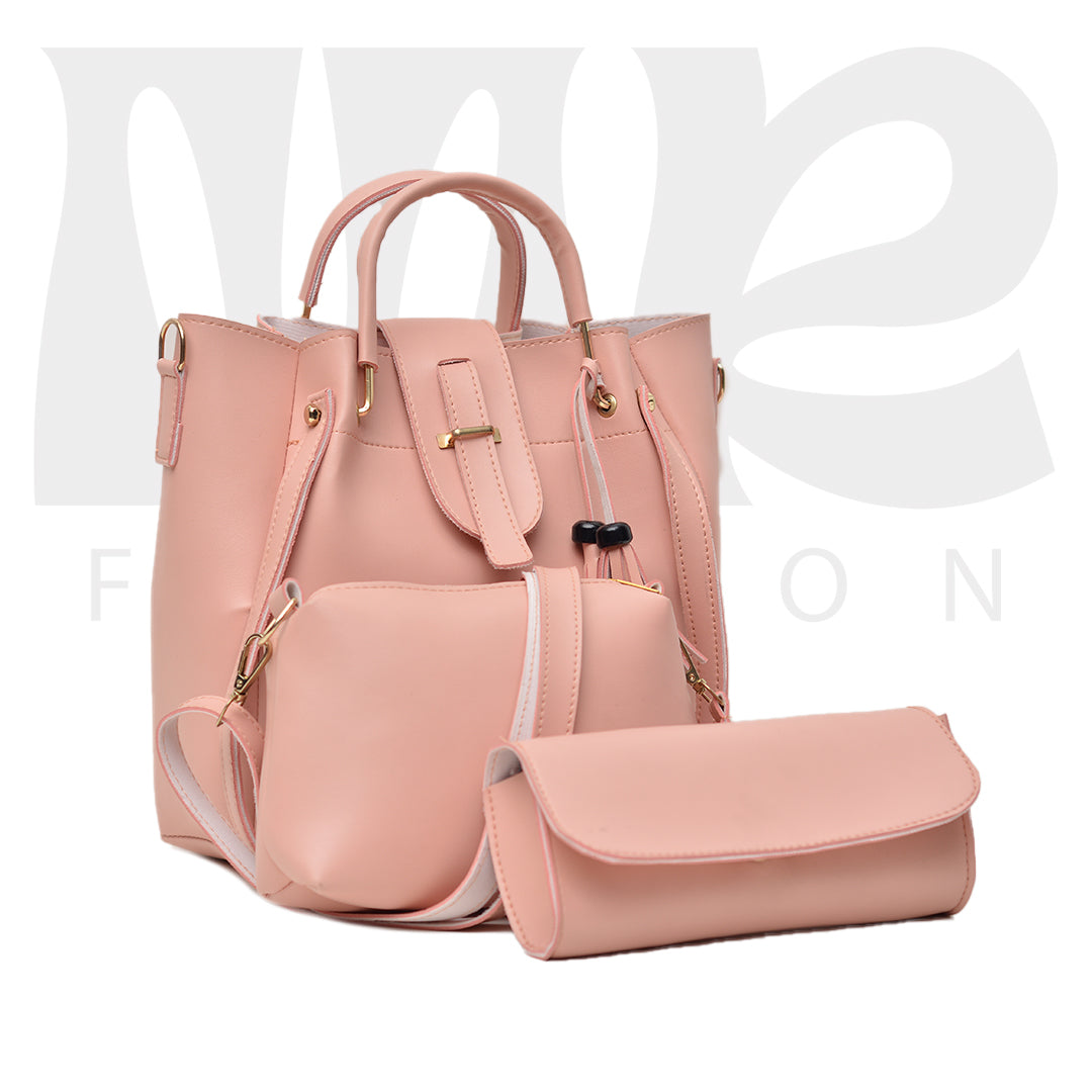 3 PCS SET LARGE CAPACITY CASUAL TOTE BAG PINK