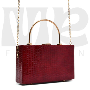 Crocodile Box Bag (Maroon)