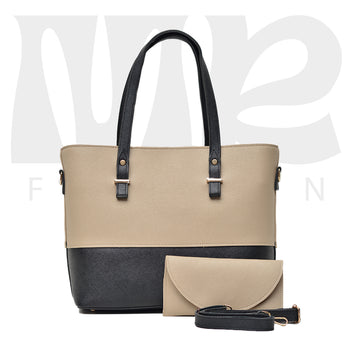 2 Pcs Signature Tote Bag - Double Tone  Skin black