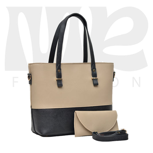 2 Pcs Signature Tote Bag - Double Tone  Skin black