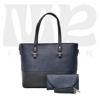 2 Pcs Signature Tote Bag - Double Tone  Blue black