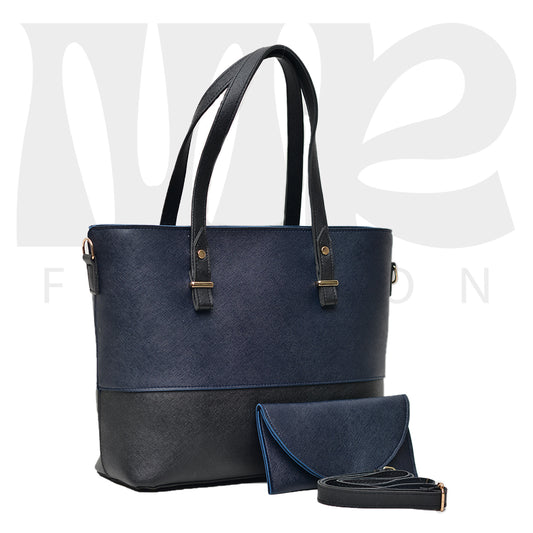 2 Pcs Signature Tote Bag - Double Tone  Blue black