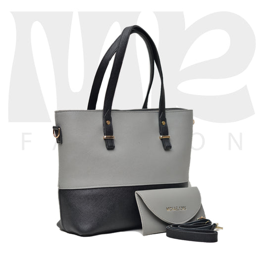 2 Pcs Signature Tote Bag - Double Tone Gery  Black