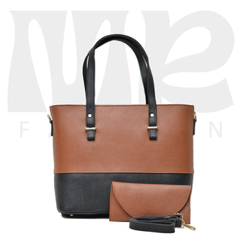 2 Pcs Signature Tote Bag - Double Tone Brown Black