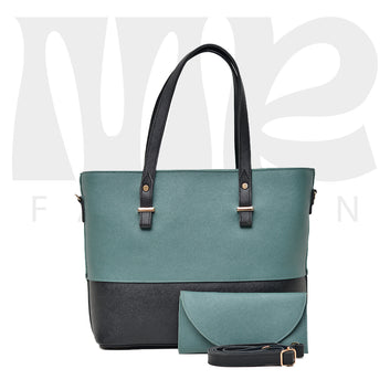 2 Pcs Signature Tote Bag - Double Tone Light Green Black