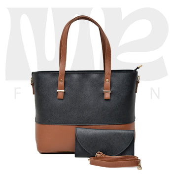 2 Pcs Signature Tote Bag - Double Tone  Black Brown