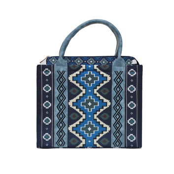 Printed PU Leather Shoulder Bag Blue Black