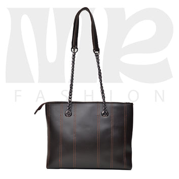 Shoulder Hand Bag With Two Pockets  Dark Brown