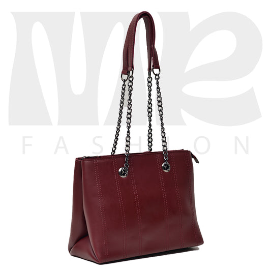 Shoulder Hand Bag With Two Pockets Maroon