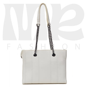 Shoulder Hand Bag With Two Pockets White