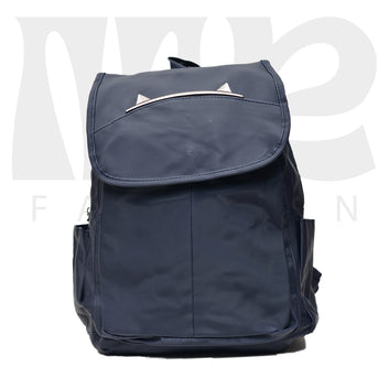 canvas simple college backpack  navy blue