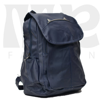 canvas simple college backpack  navy blue