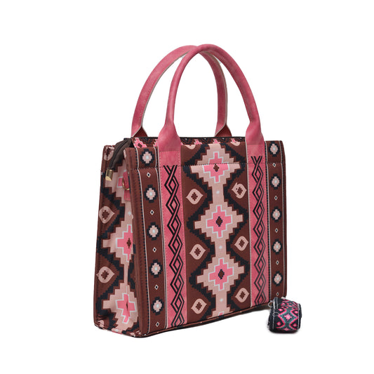 Printed PU Leather Shoulder Bag Pink brown