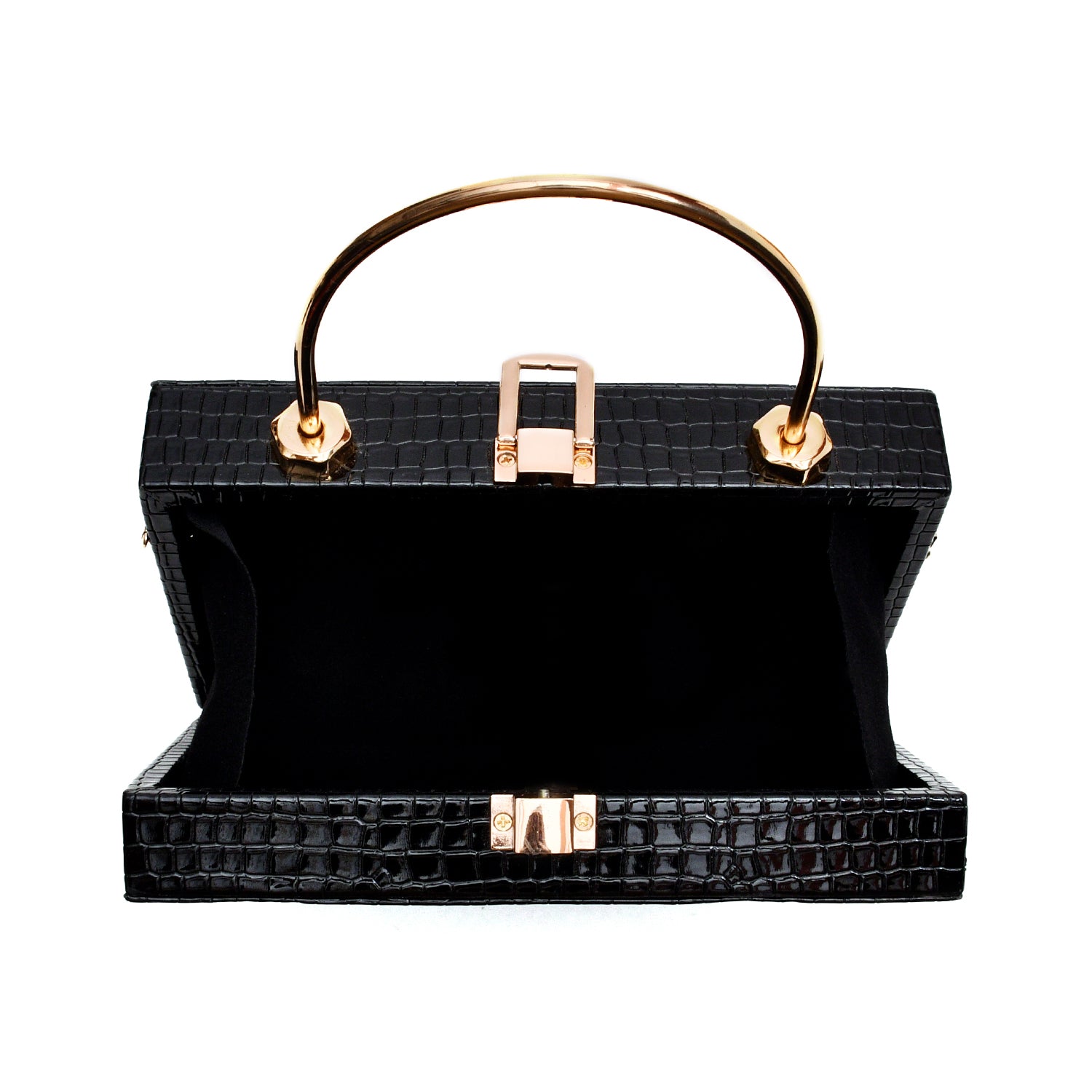 Crocodile Box Bag (Black)