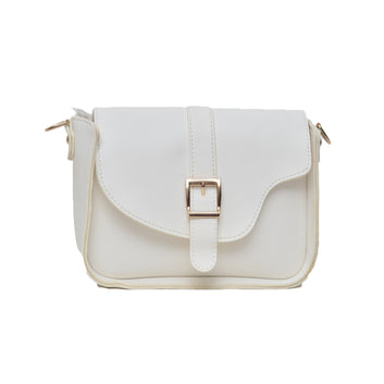 Saddle buckle bag  Crossbody Bag WHITE