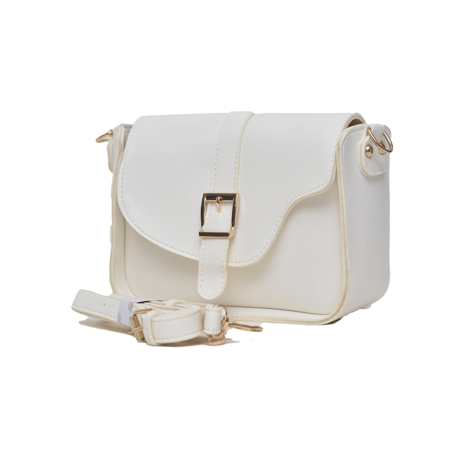 Saddle buckle bag  Crossbody Bag WHITE