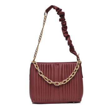 Crossbody Bag with Detachable Chain Strap Maroon