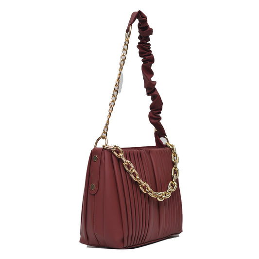 Crossbody Bag with Detachable Chain Strap Maroon