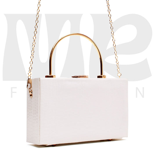 Crocodile Box Bag white