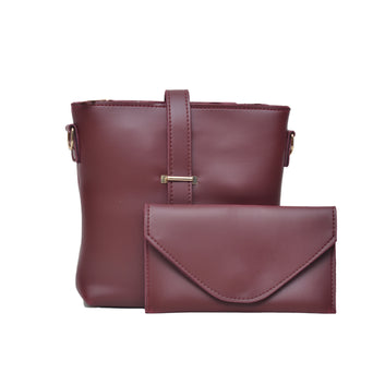 BUCKET CROSSBODY  2 PCS BAG  MAROON