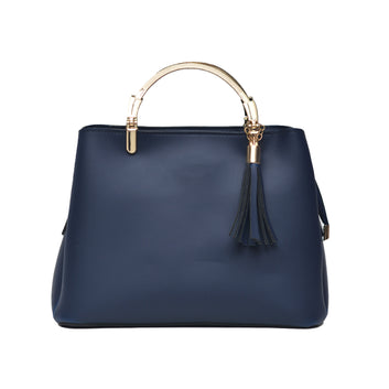 Steel handle Formal Handbag BLUE