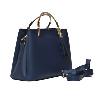 Steel handle Formal Handbag BLUE