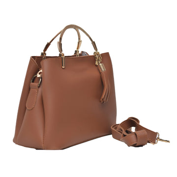 Steel handle Formal Handbag BROWN