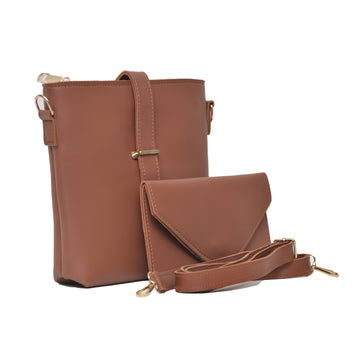 BUCKET CROSSBODY  2 PCS BAG  BROWN