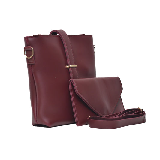 BUCKET CROSSBODY  2 PCS BAG  MAROON