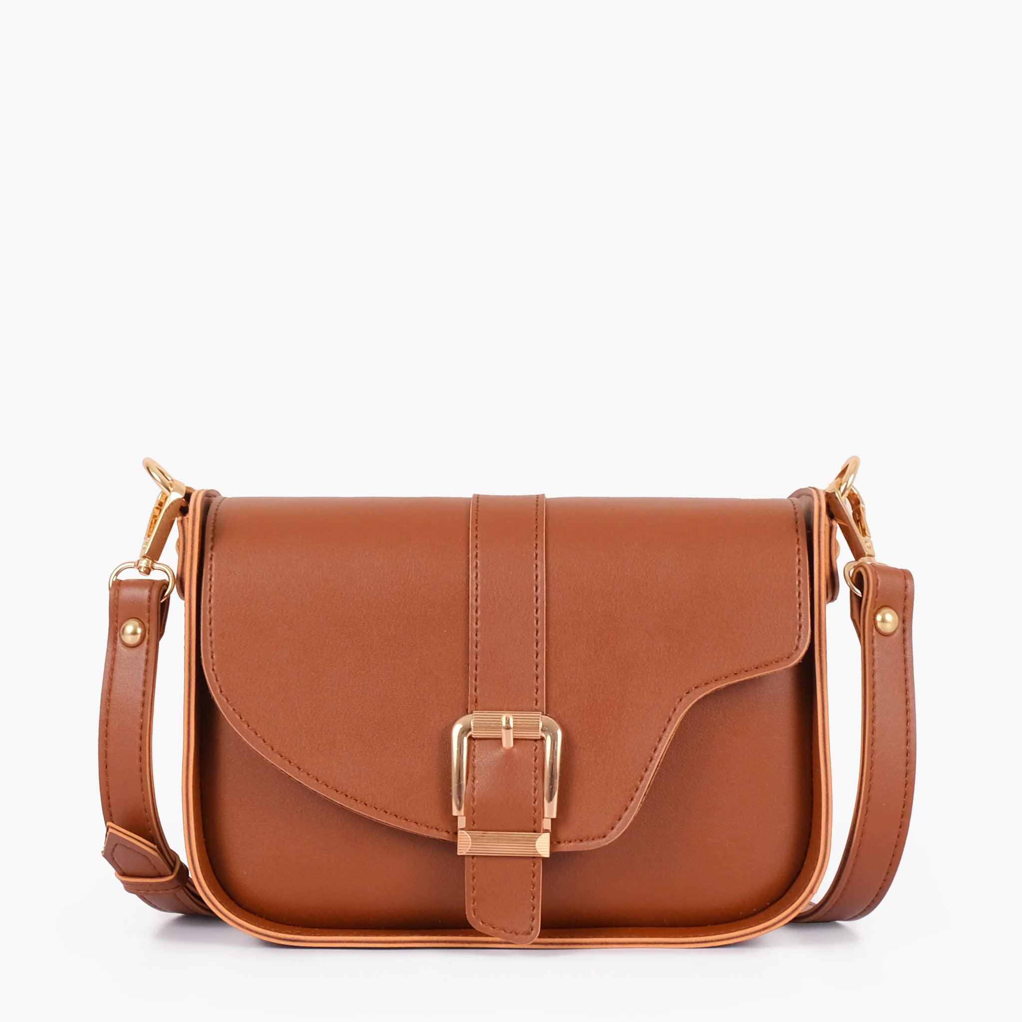 Saddle buckle bag  Crossbody Bag Brown