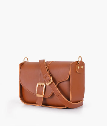 Saddle buckle bag  Crossbody Bag Brown