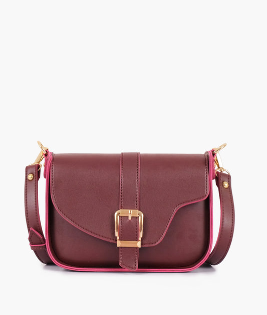 Saddle buckle bag  Crossbody Bag maroon