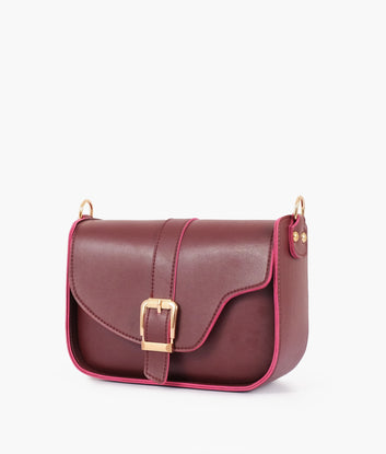 Saddle buckle bag  Crossbody Bag maroon